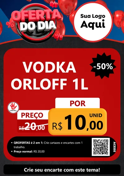 Modelo de Cartaz para Cartaz A4 Vertical com o tema Oferta do Dia para Distribuidora de bebidas