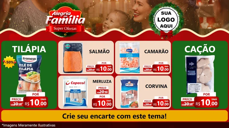 Modelo de TV para TV Horizontal com o tema Alegria Em Família - Super Ofertas para Peixaria