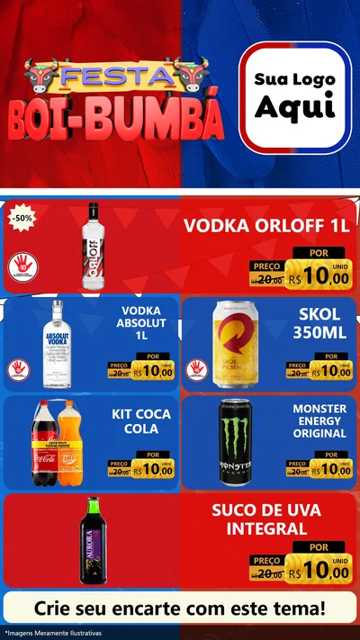 Modelo de TV para TV Vertical com o tema Festa Boi Bumbá para Distribuidora de bebidas