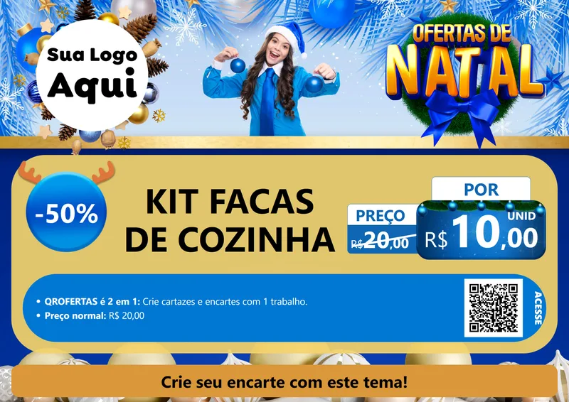 Modelo de Cartaz para Cartaz A4 Horizontal com o tema Ofertas de Natal para Utilidades Domésticas