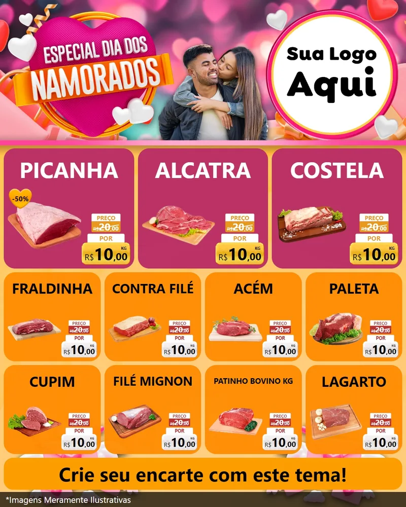 Modelo de Rede Social para Feed Instagram com o tema Especial Dia dos Namorados para Açougue