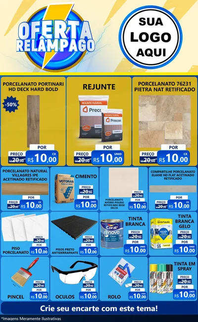 Modelo de Encarte para Encarte Grande com o tema Oferta Relâmpago para Pisos e revestimentos