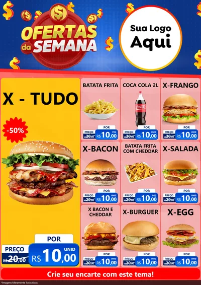 Modelo de Encarte para Encarte A4 Vertical com o tema Ofertas Da Semana para Hamburgueria