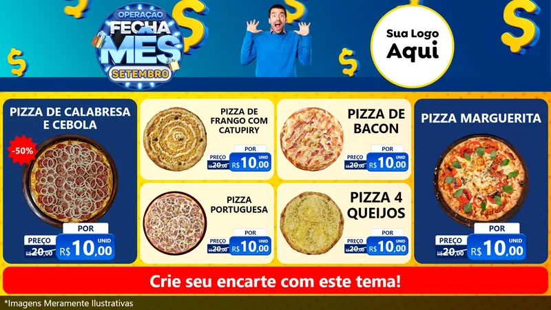 Modelo de TV para TV Horizontal com o tema Operação Fecha Mês Setembro para Pizzaria