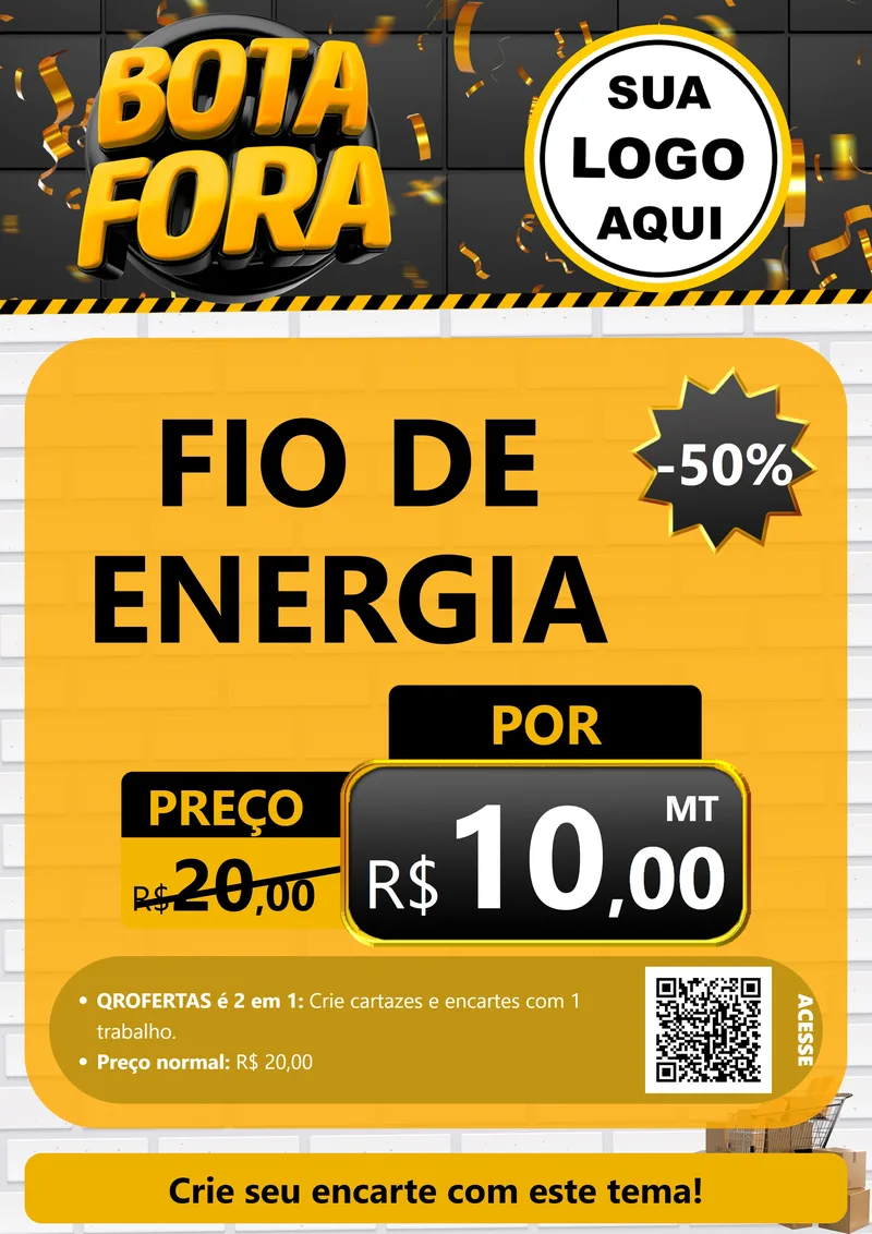 Modelo de Cartaz para Cartaz A4 Vertical com o tema Bota Fora para Materiais Elétricos