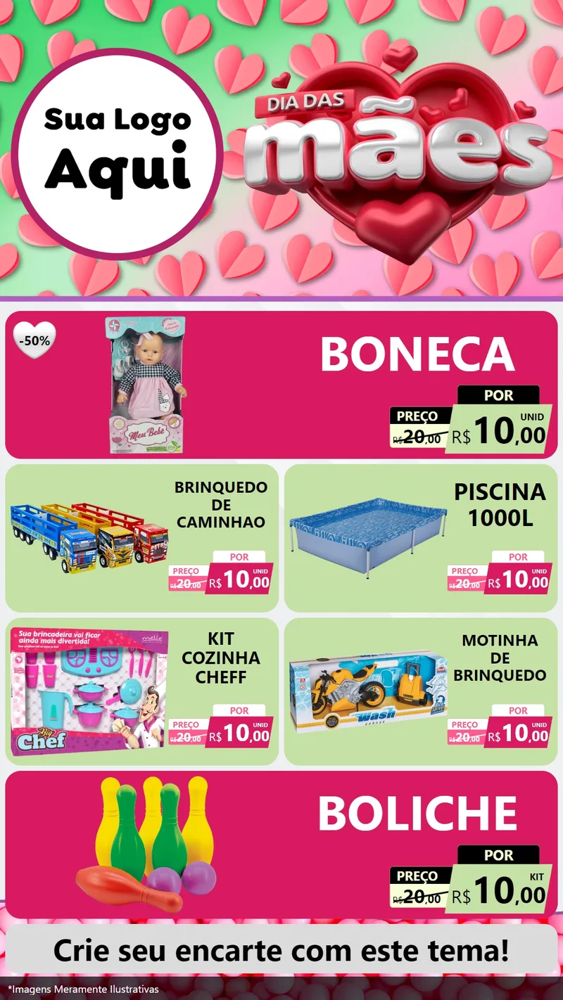 Modelo de TV para TV Vertical com o tema Dia das Mães para Brinquedos