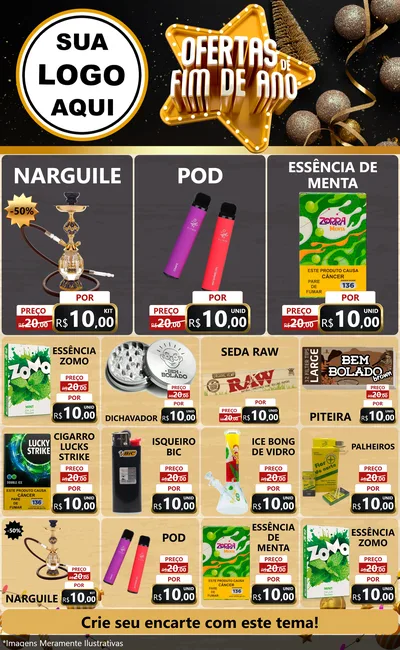 Modelo de Encarte para Encarte Grande com o tema Ofertas de Fim de Ano para Tabacaria