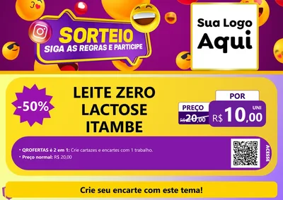 Modelo de Cartaz para Cartaz A4 Horizontal com o tema Sorteio para Frios e Laticínios