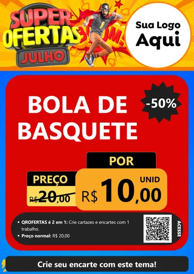 Modelo de Cartaz para Cartaz A4 Vertical com o tema Super Ofertas Julho para Artigos Esportivos