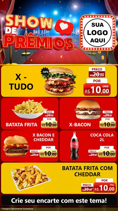 Modelo de TV para TV Vertical com o tema Show de Prêmios para Hamburgueria