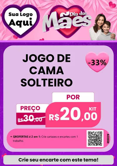 Modelo de Cartaz para Cartaz A4 Vertical com o tema Dia das Mães para Cama, Mesa e Banho