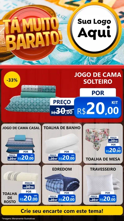Modelo de Rede Social para Stories com o tema Está Muito Barato para Cama, Mesa e Banho