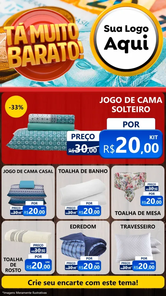 Modelo de Rede Social para Stories com o tema Está Muito Barato para Cama, Mesa e Banho