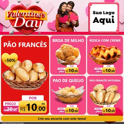 Modelo de Rede Social para Feed Facebook com o tema Valentine's Day para Padaria