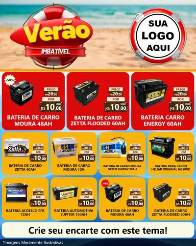 Modelo de Rede Social para Feed Instagram com o tema Verão Imbatível para Baterias Elétricas