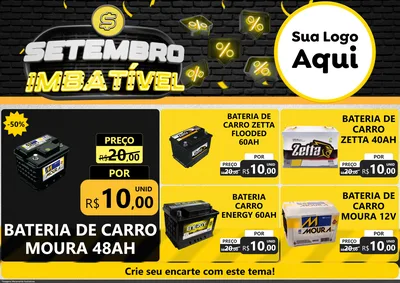Modelo de Encarte para Encarte A4 Horizontal com o tema Setembro Imbatível para Baterias Elétricas