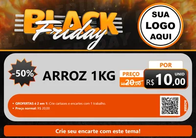 Modelo de Cartaz para Cartaz A4 Horizontal com o tema Black Friday para Supermercado
