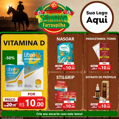Modelo de Rede Social para Feed Facebook com o tema Especial Semana Farroupilha para Farmácia
