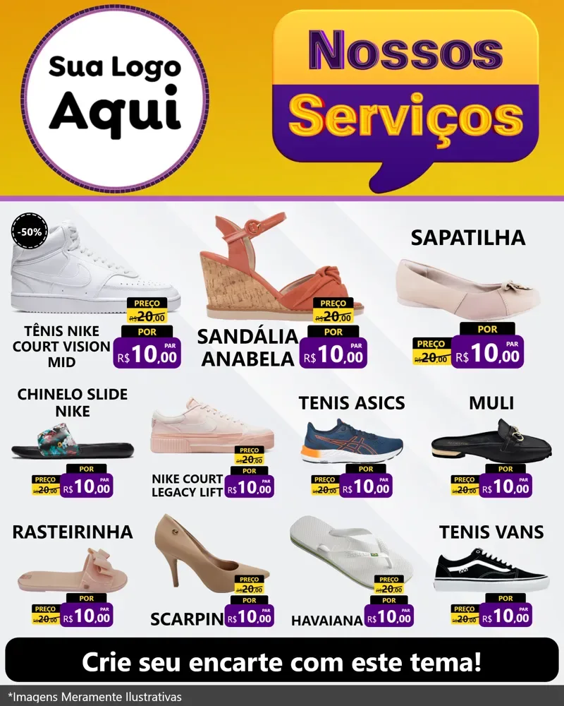 Modelo de Rede Social para Feed Instagram com o tema Nossos Serviços para Calçados