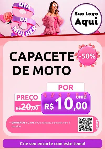 Modelo de Cartaz para Cartaz A4 Vertical com o tema Dia da Mulher para Moto peças