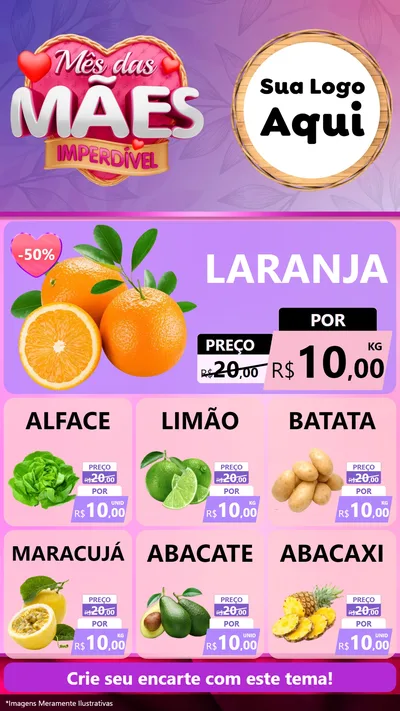 Modelo de Rede Social para Stories com o tema Mês das Mães Imperdível para Hortifrúti