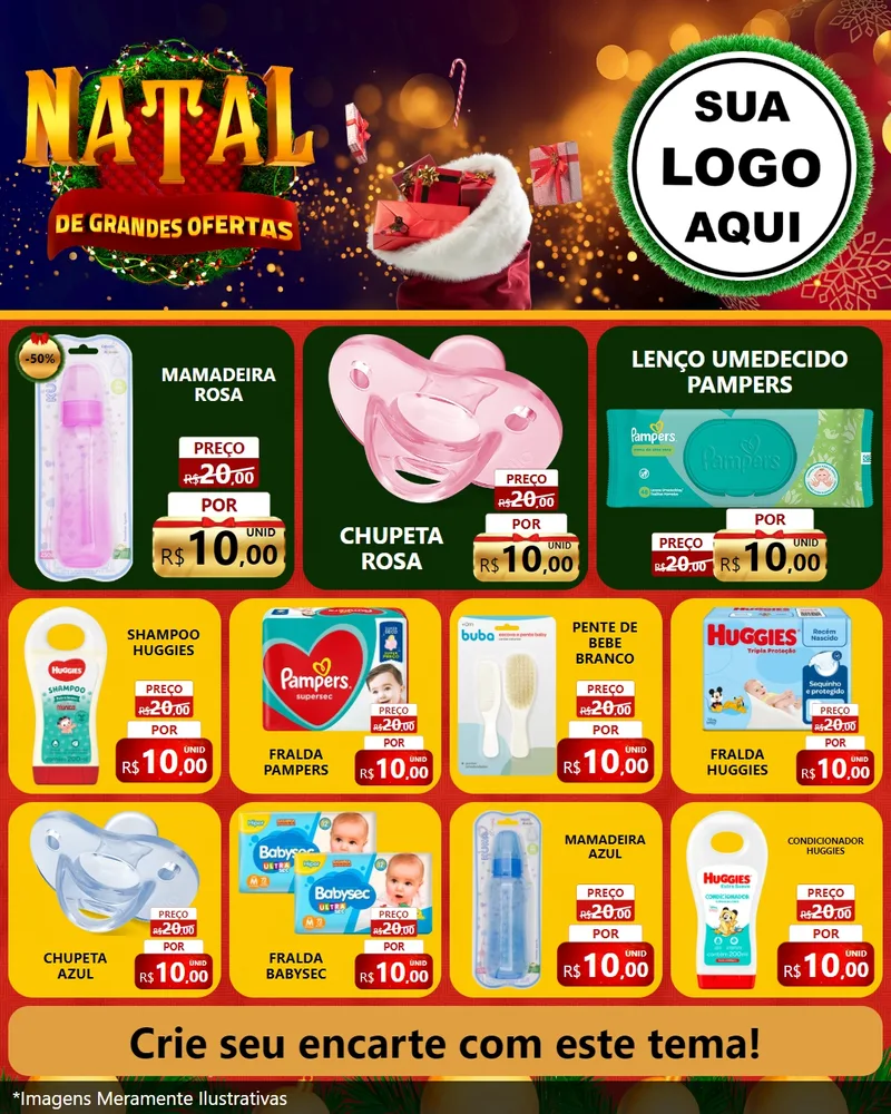 Modelo de Rede Social para Feed Instagram com o tema Natal de Grandes Ofertas para Bebês