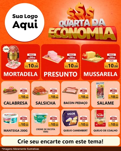 Modelo de Rede Social para Feed Instagram com o tema Quarta da Economia para Frios e Laticínios