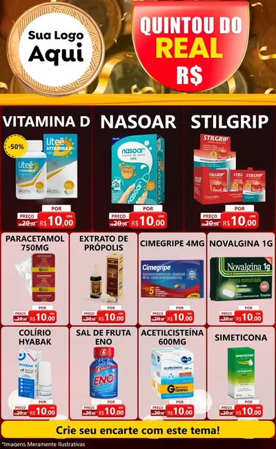 Modelo de Encarte para Encarte Grande com o tema Quintou do Real para Farmácia