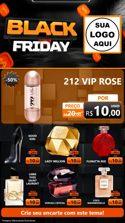 Modelo de Rede Social para Stories com o tema Black Friday para Perfumes
