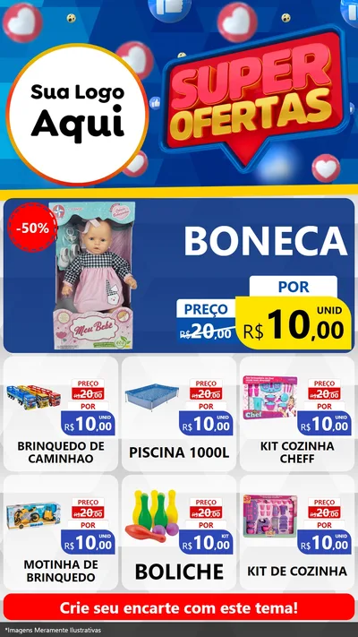 Modelo de Rede Social para Stories com o tema Super Ofertas para Brinquedos