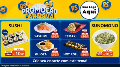 Modelo de TV para TV Horizontal com o tema Promoção de Carnaval para Comida japonesa