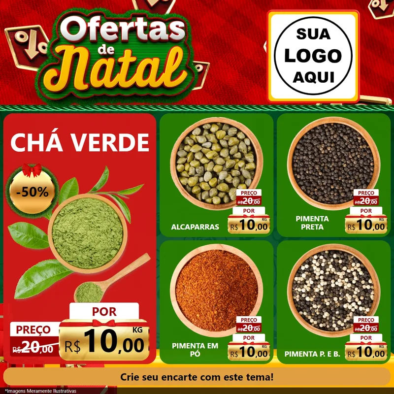Modelo de Rede Social para Feed Facebook com o tema Ofertas de Natal para Produtos Naturais