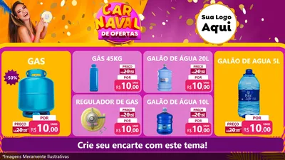 Modelo de TV para TV Horizontal com o tema Carnaval de Ofertas para Água e gás