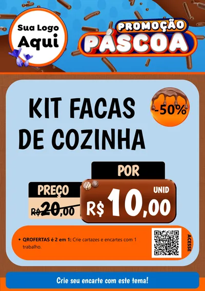 Modelo de Cartaz para Cartaz A4 Vertical com o tema Promoção Páscoa para Utilidades Domésticas