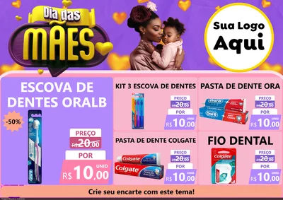Modelo de Encarte para Encarte A4 Horizontal com o tema Dia das Mães para Higiene Pessoal