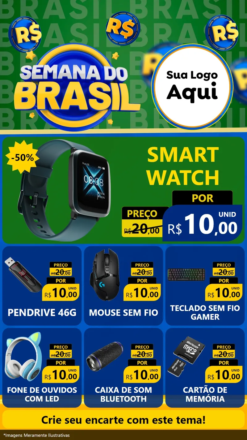 Modelo de Rede Social para Stories com o tema Semana Do Brasil para Informática