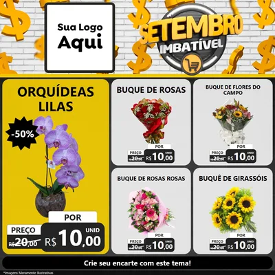 Modelo de Rede Social para Feed Facebook com o tema Setembro Imbatível para Floricultura e jardim