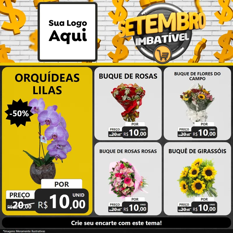 Modelo de Rede Social para Feed Facebook com o tema Setembro Imbatível para Floricultura e jardim