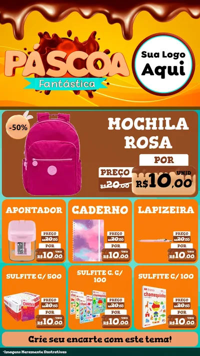 Modelo de Rede Social para Stories com o tema Páscoa Fantástica para Papelaria