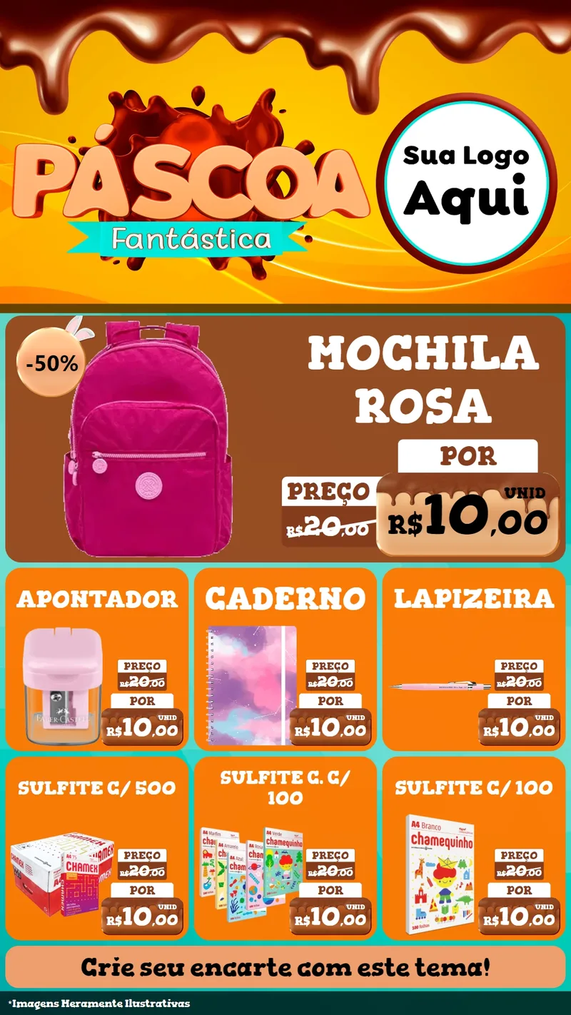 Modelo de Rede Social para Stories com o tema Páscoa Fantástica para Papelaria