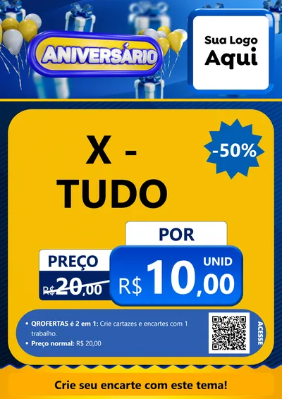 Modelo de Cartaz para Cartaz A4 Vertical com o tema Aniversário para Hamburgueria