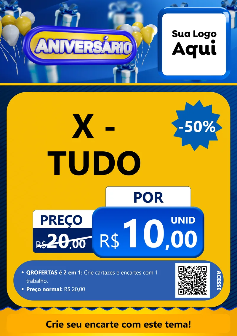 Modelo de Cartaz para Cartaz A4 Vertical com o tema Aniversário para Hamburgueria