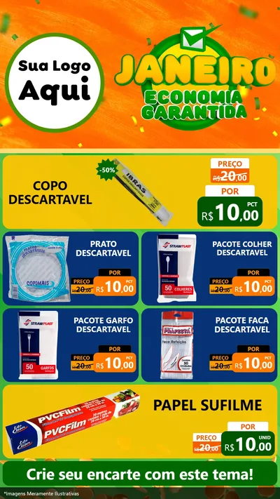 Modelo de TV para TV Vertical com o tema Janeiro - Economia Garantida para Embalagens