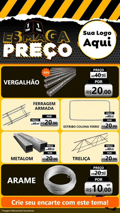 Modelo de TV para TV Vertical com o tema Esmaga Preço para Ferragens