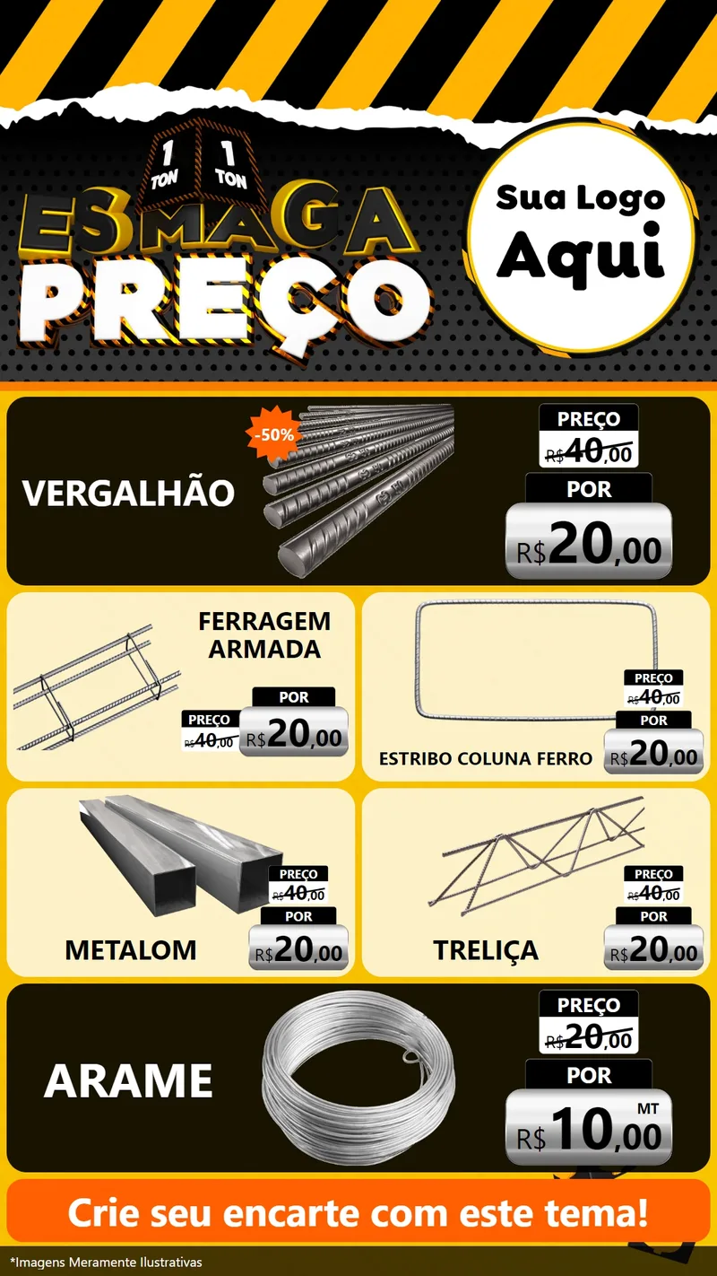 Modelo de TV para TV Vertical com o tema Esmaga Preço para Ferragens