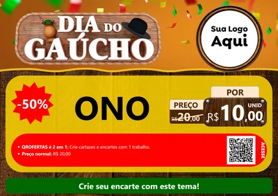 Modelo de Cartaz para Cartaz A4 Horizontal com o tema Dia do Gaúcho para Óticas