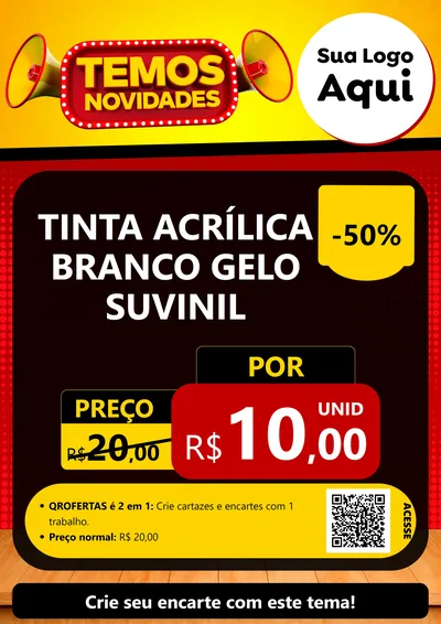 Modelo de Cartaz para Cartaz A4 Vertical com o tema Temos Novidades para Tintas e Ferramentas