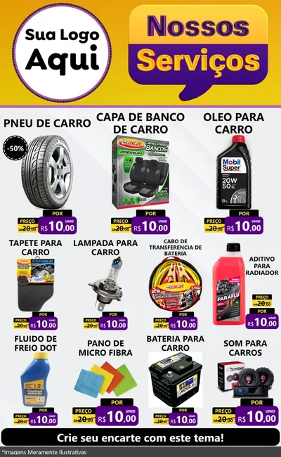 Modelo de Encarte para Encarte Grande com o tema Nossos Serviços para Auto peças