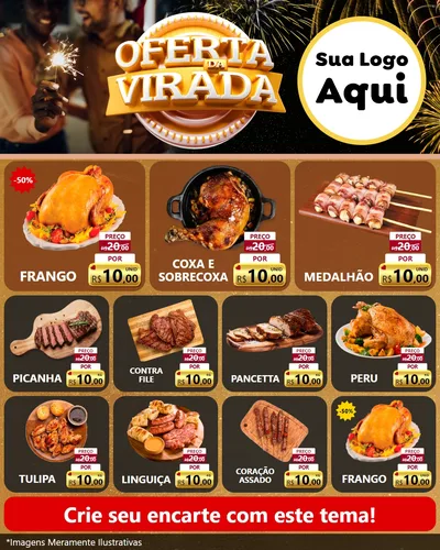 Modelo de Rede Social para Feed Instagram com o tema Oferta da Virada para Assados