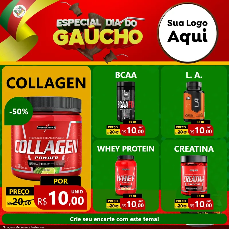 Modelo de Rede Social para Feed Facebook com o tema Especial Dia do Gaúcho para Suplementos alimentares